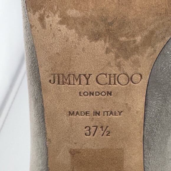 Jimmy Choo Taupe Suede Ankle Booties 37.5 (7.5US) High Heel Stiletto Zip Italy - Picture 15 of 15